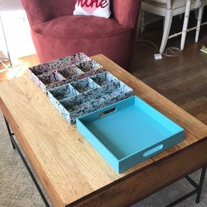 West Elm Lacquer Tray & 2 Storage/Organize Trays
